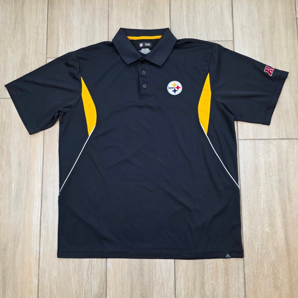 Pittsburgh Steelers Polo Shirt Mens XL Black Yellow NFL Football Team Apparel